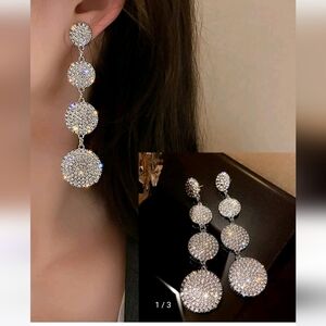 🆕️✨️RHINESTONE 3 CIRCLE DROP EARRINGS✨️